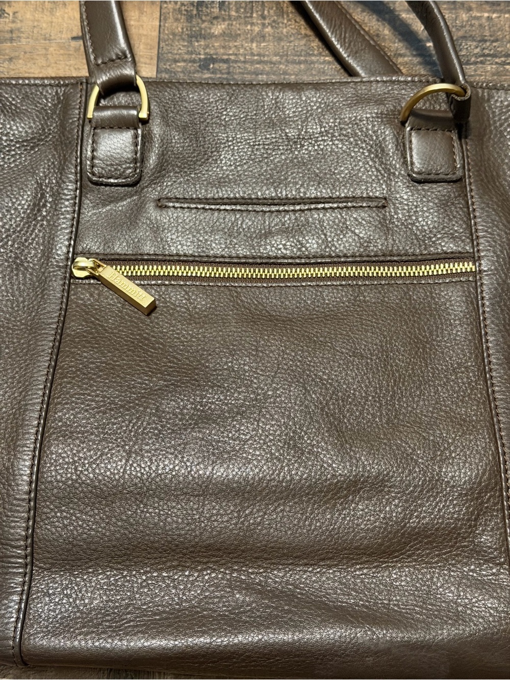 Hammitt Brown Mixed Material Shoulder Bag with Signature Studded Guitar Strap - Picture 5 of 14